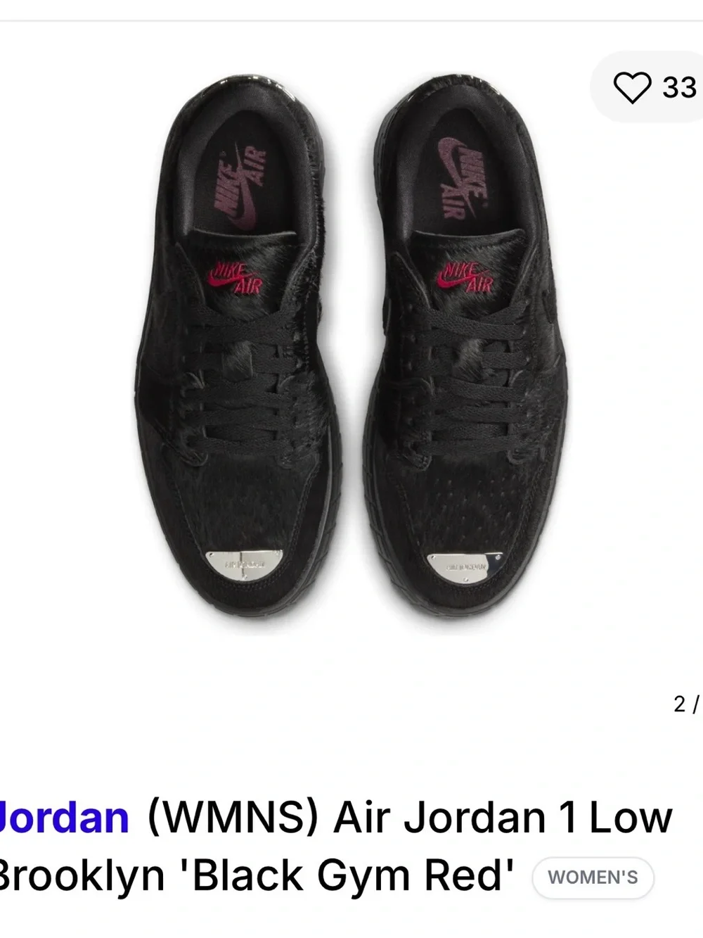 Jordan WMNS Platform Air Jordan 1 Low in Black with Red Logo